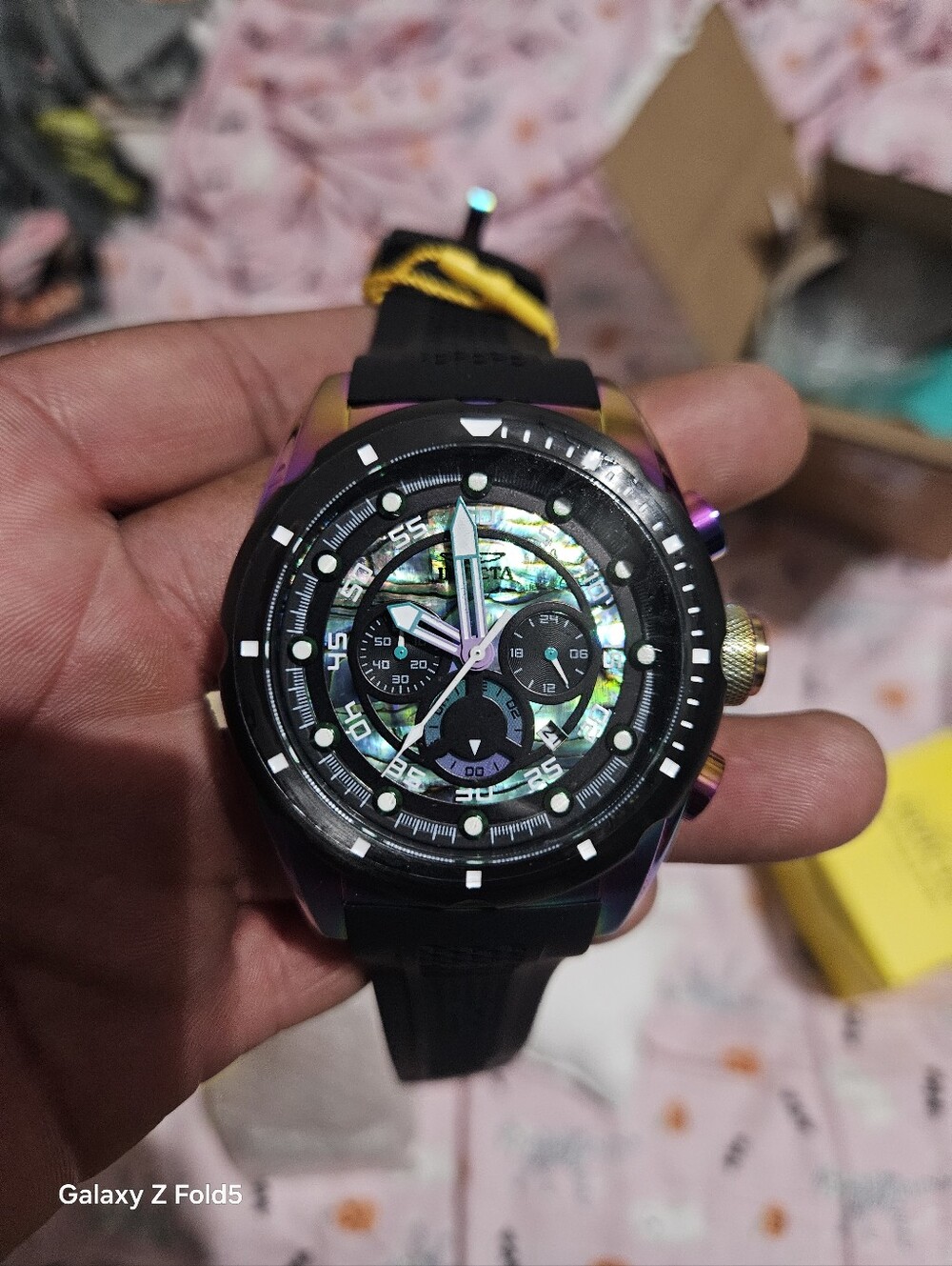 Invicta Speedway Men's Black Chronograph Watch with Iridescent Dial 50mm